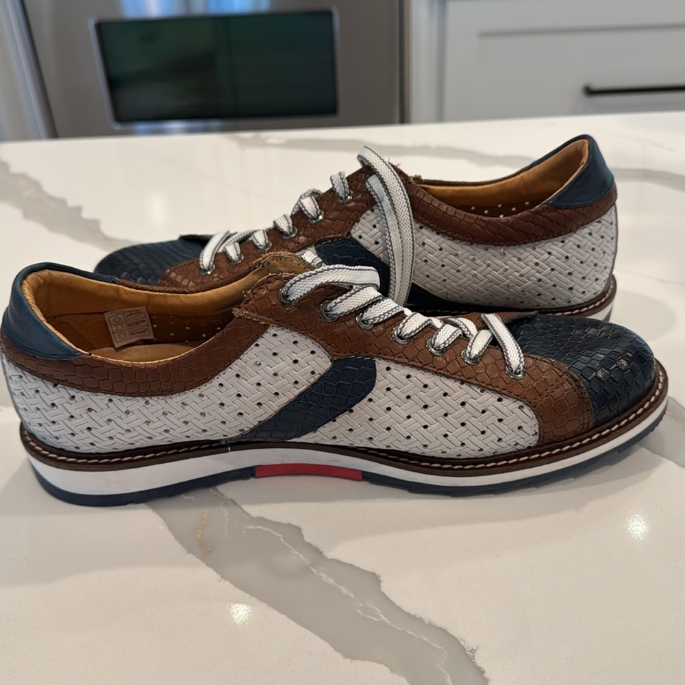 Stylish Men's Brown and Blue Sneakers Exton made in Italy 10.5 - Picture 9 of 9
